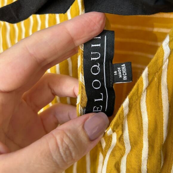 Eloquii Women's Ruffle Sides Bow-Back Stripped 100% Cotton Top Size 14 PLUS - Picture 4 of 4